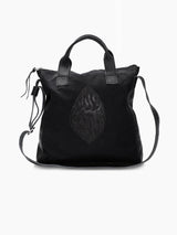 Tote Bag Shema Israel Black Leather & Canvas
