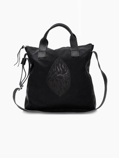 Tote Bag Aesh Sheli Black Leather &amp; Canvas