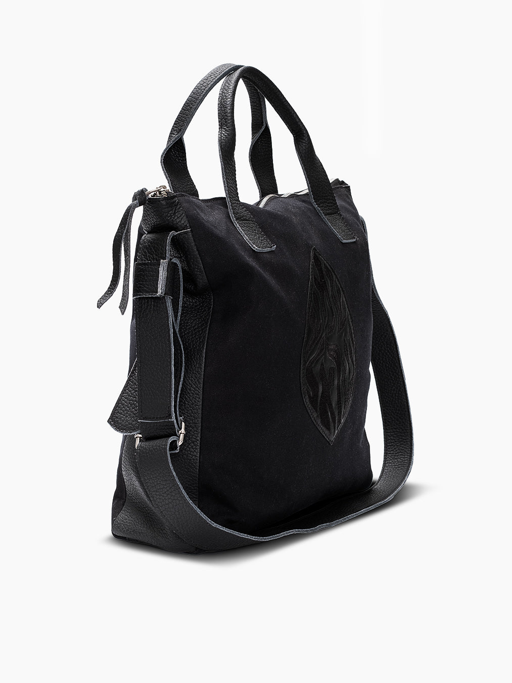 Tote Bag Aesh Sheli Black Leather &amp; Canvas