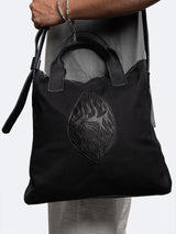 Tote Bag Shema Israel Black Leather & Canvas