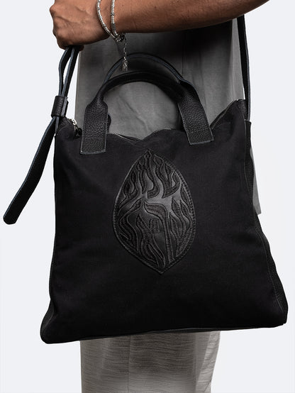 Tote Bag Aesh Sheli Black Leather &amp; Canvas
