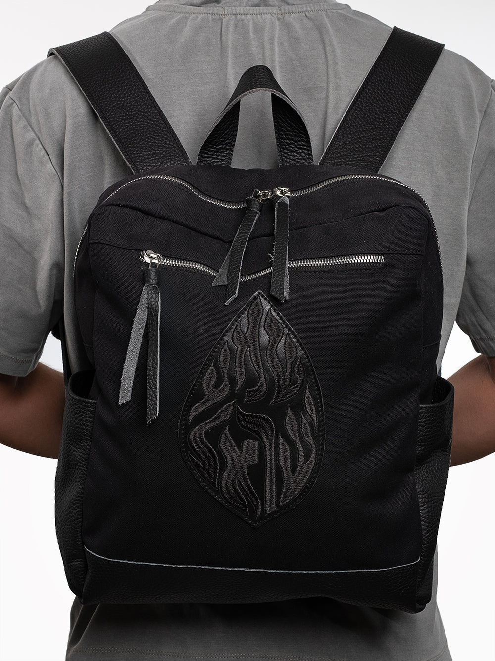 Backpack Shema Israel Black Canva & Leather