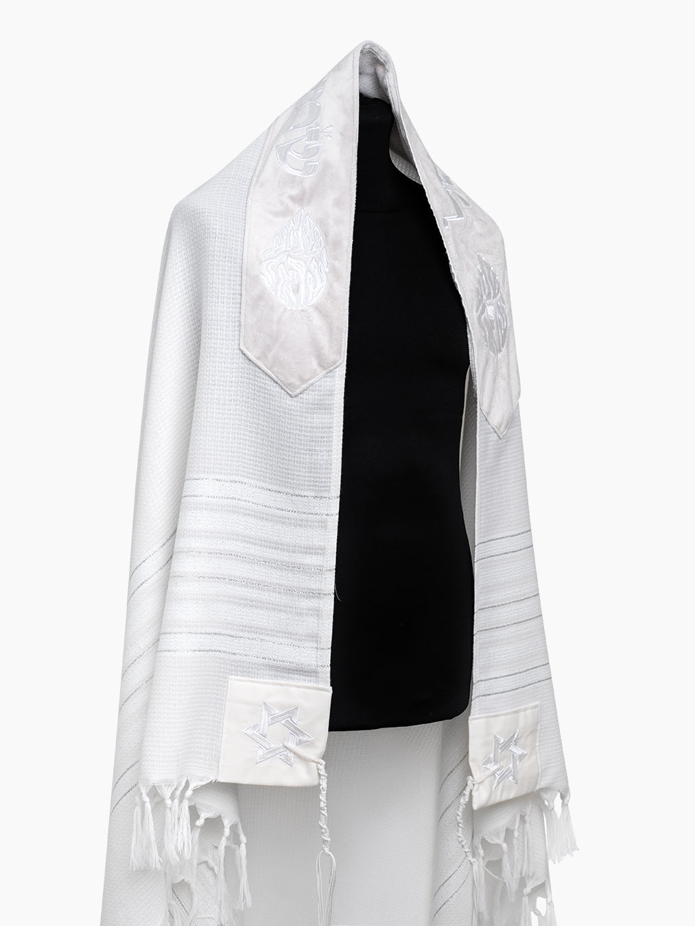 Tallit Shema Israel prestige White
