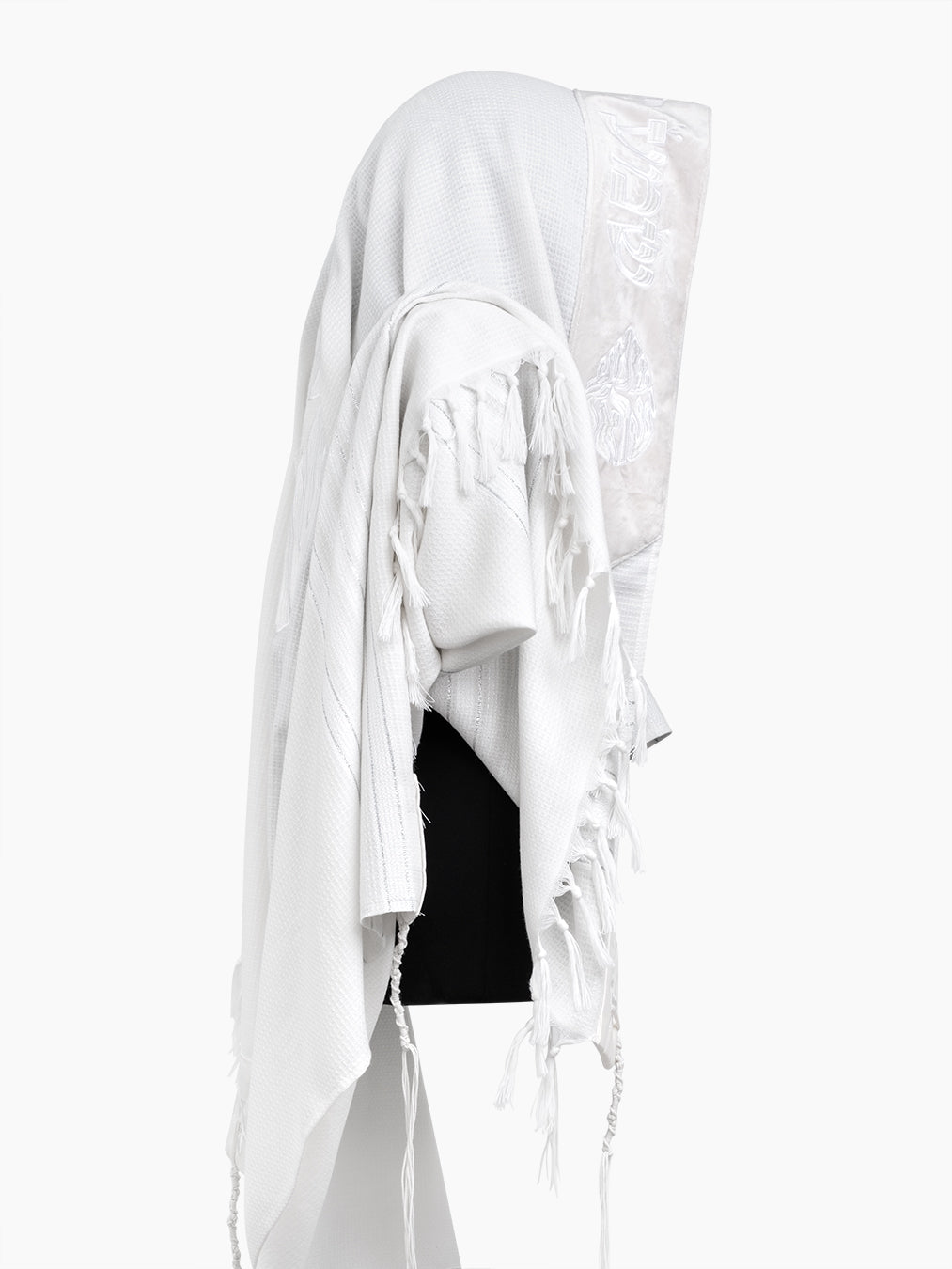 Tallit Shema Israel prestige White