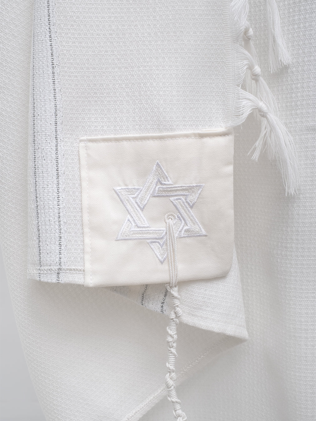 Tallit Shema Israel prestige White