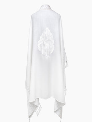 Tallit Shema Israel prestige White