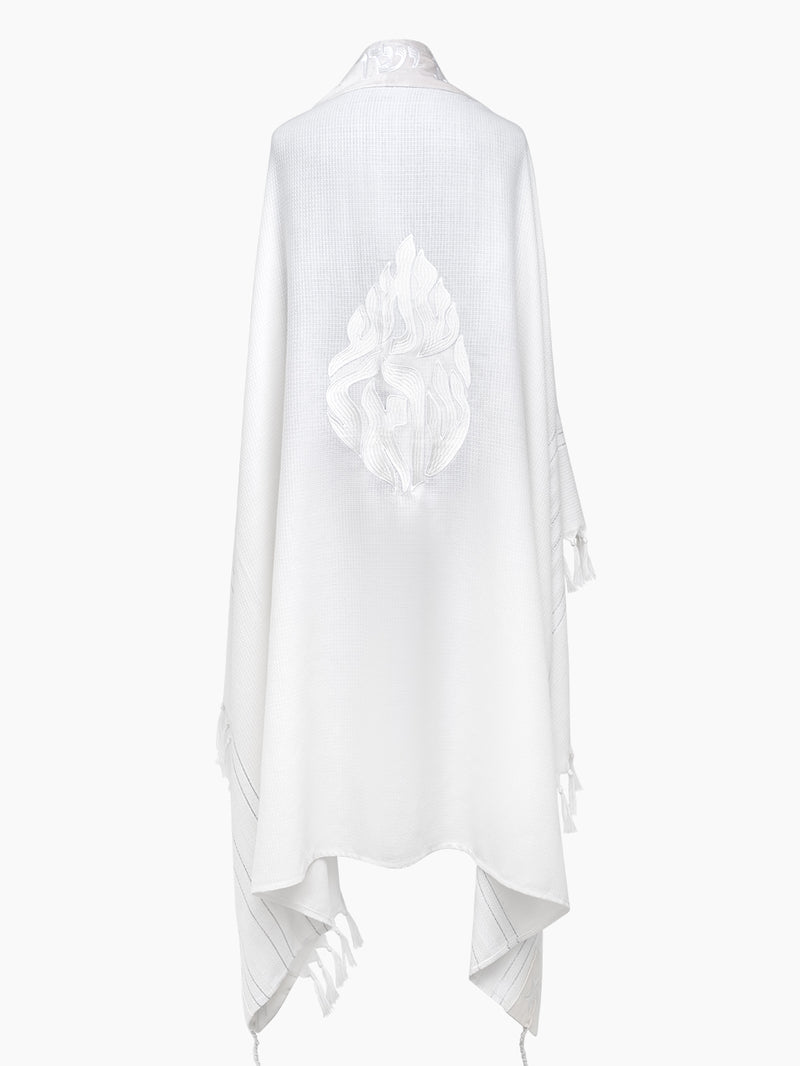 Tallit Shema Israel prestige White