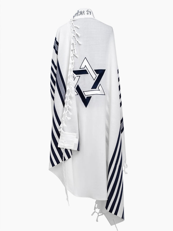 Tallit Maguen David Bicolor White & Blue Kameart