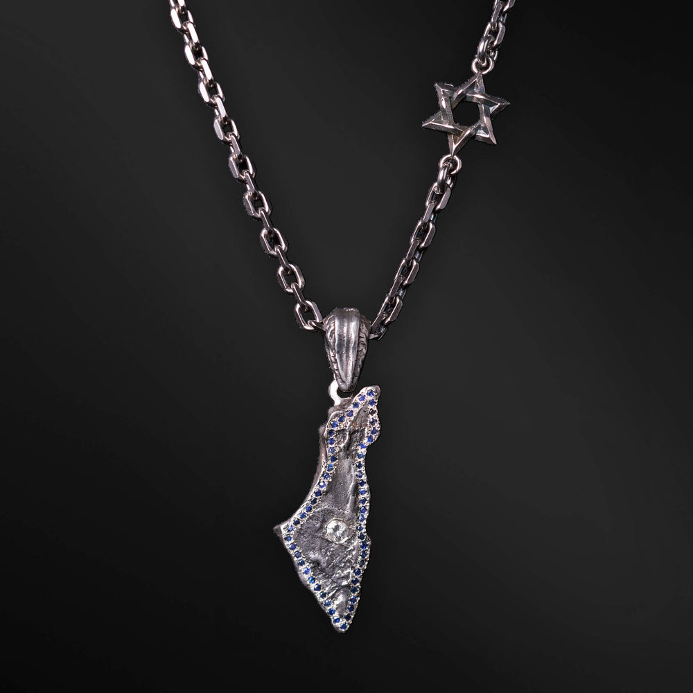 Israel Map White Diamond Full Sapphir