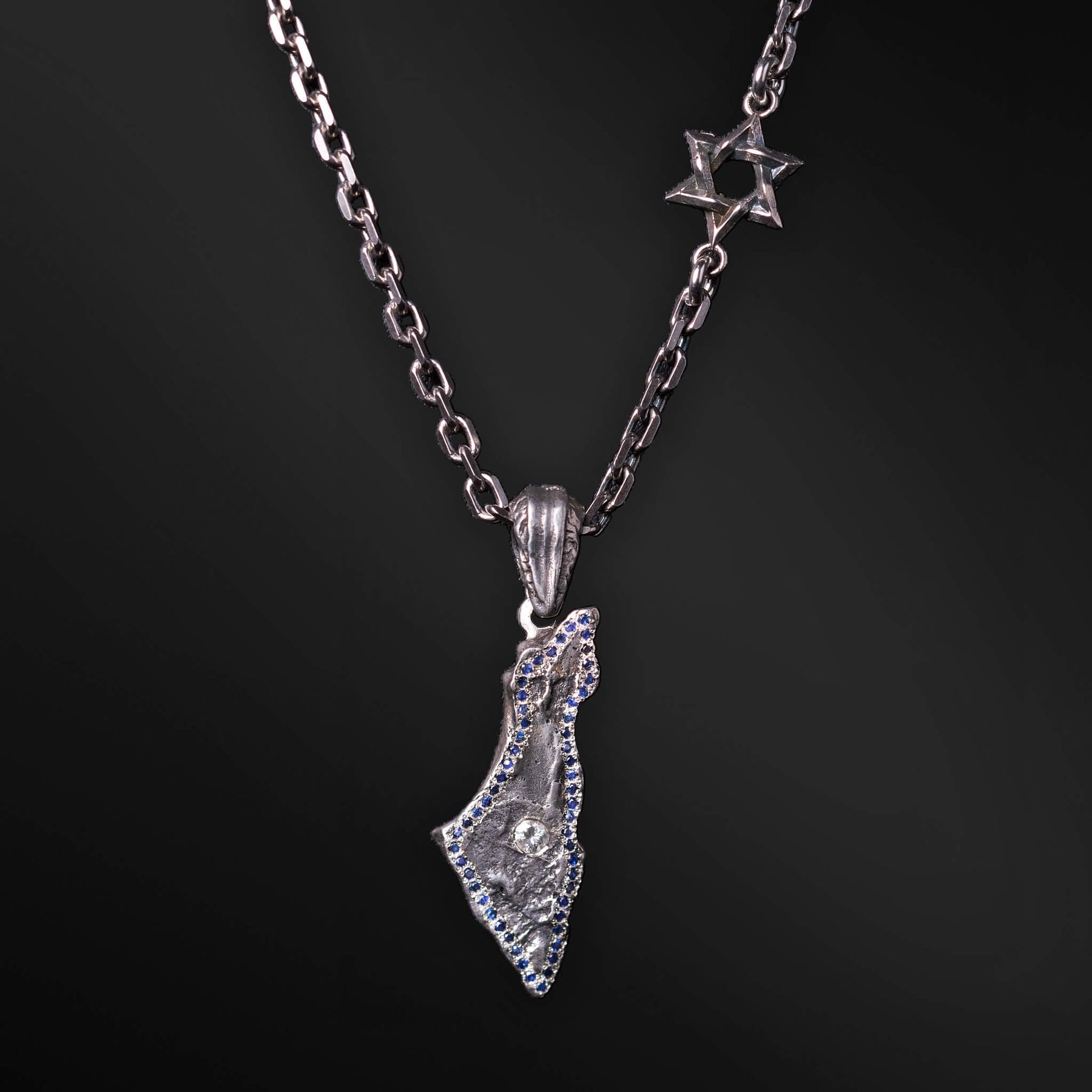 Israel Map White Diamond Full Sapphir