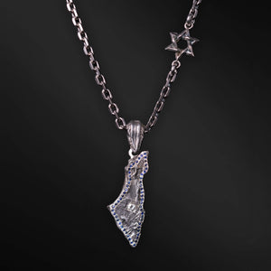 Israel Map White Diamond Full Sapphir