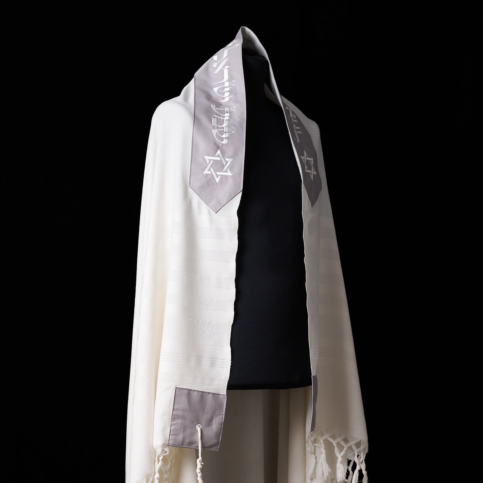 Tallit Am Israel Hai Grey