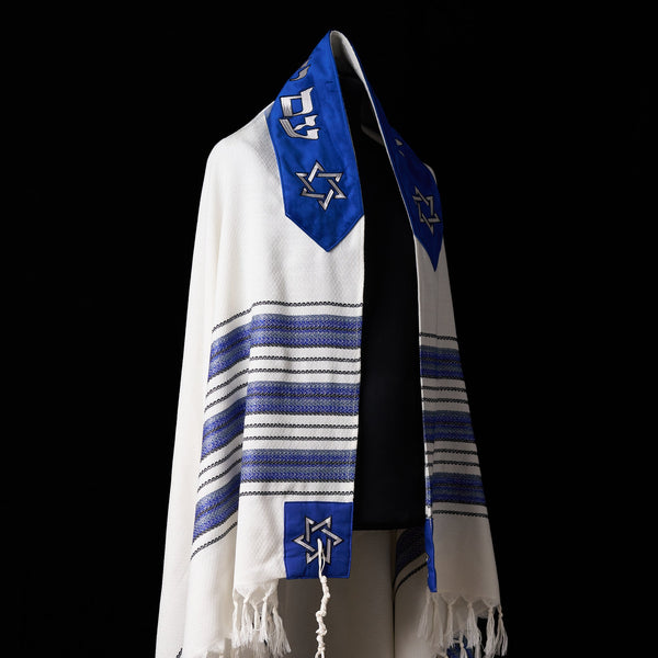 Tallit Am israel Hay Prestige BLUE & GREY Kameart