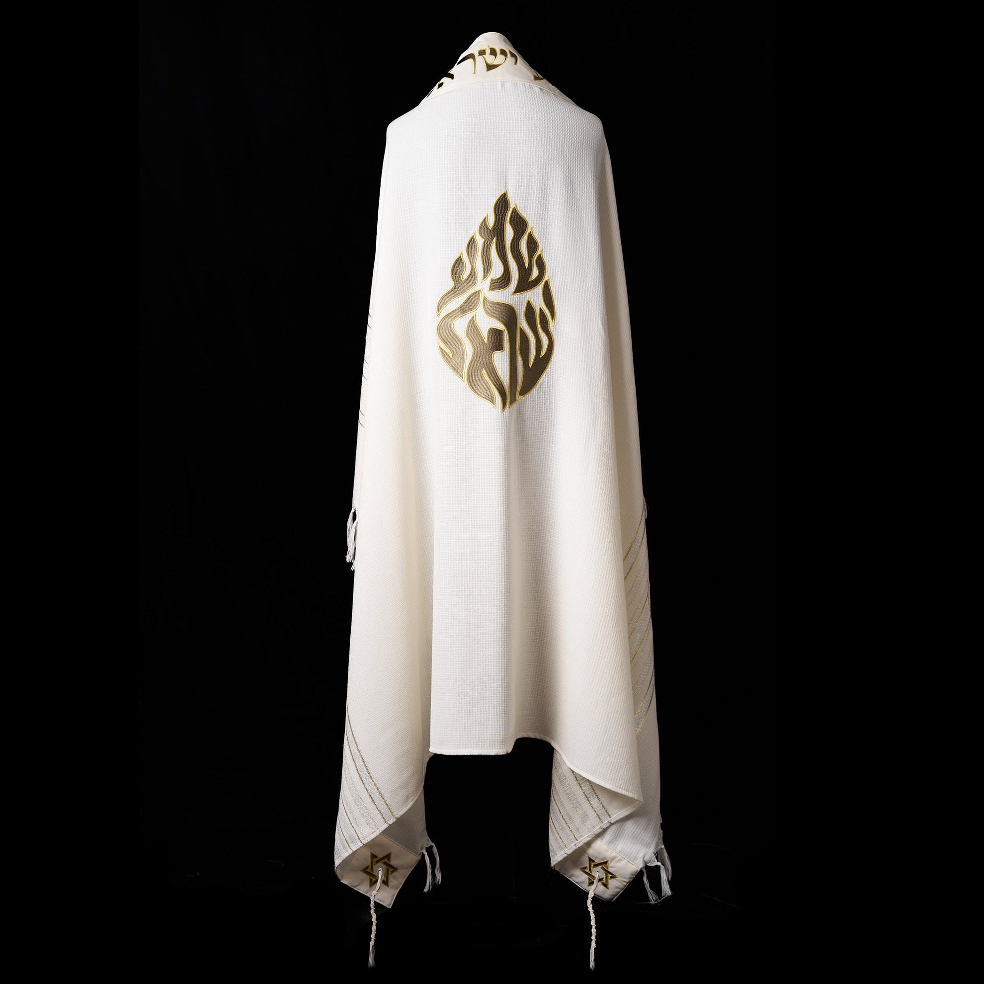 Tallit Shema Israel Prestige Green Army & Gold Kameart