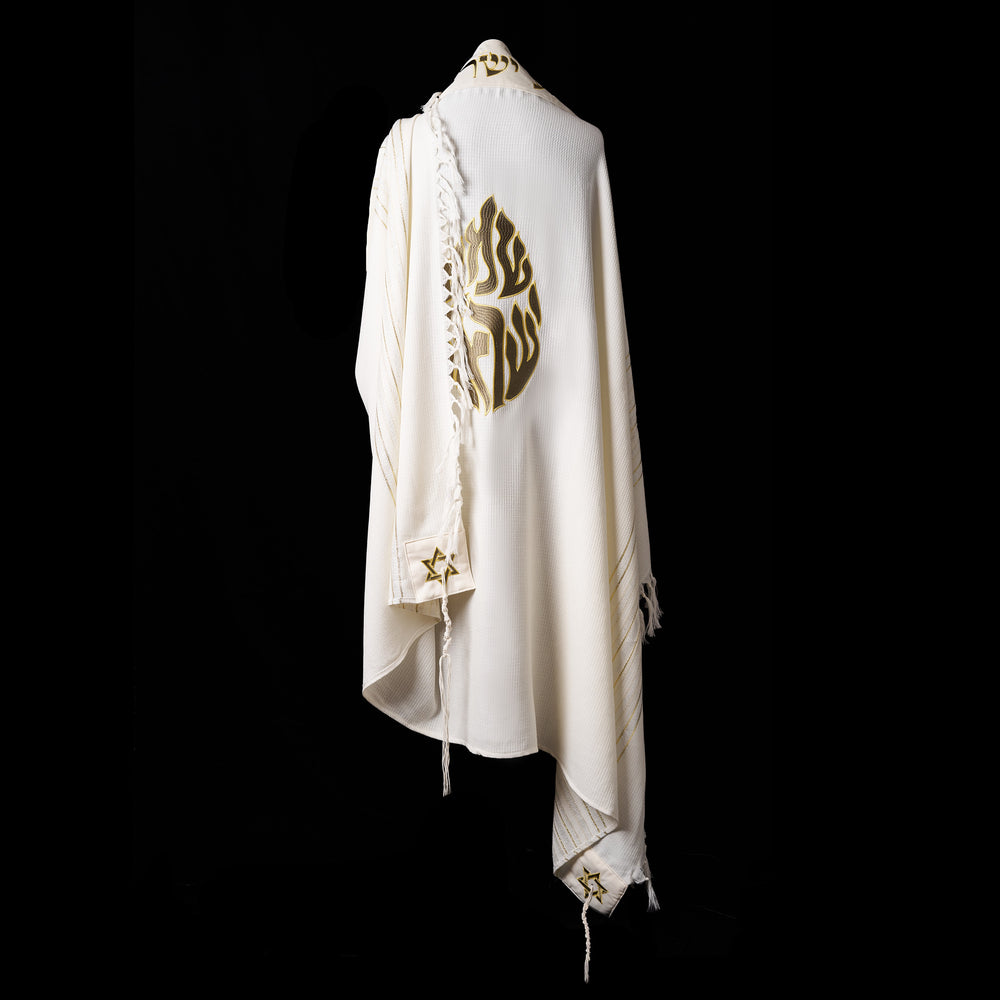 Tallit Shema Israel Prestige Green Army & Gold