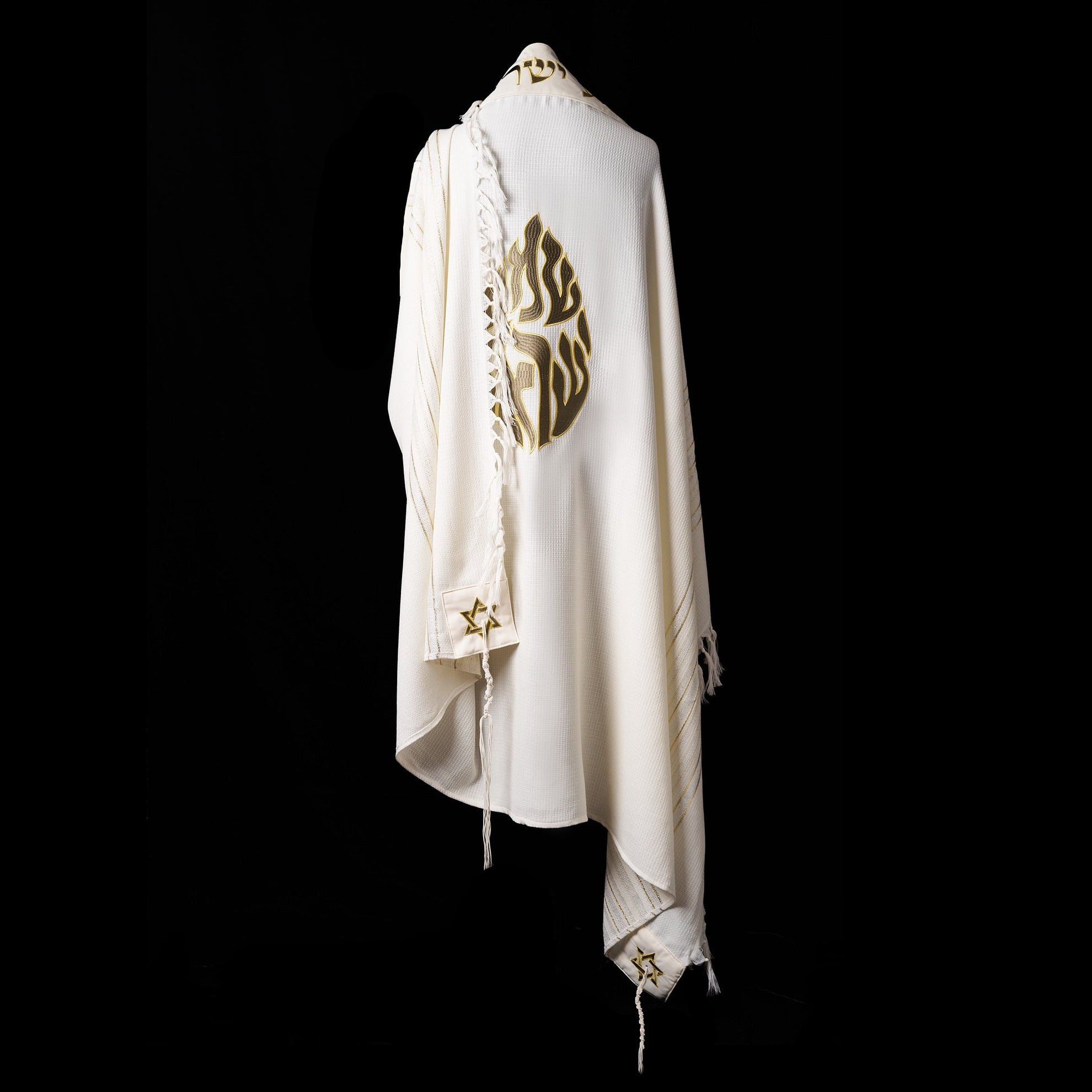 Tallit Shema Israel Prestige Green Army & Gold Kameart