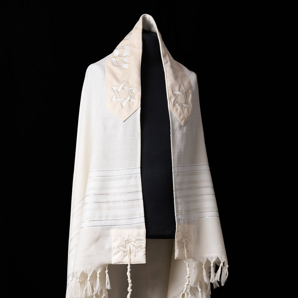 Tallit Maguen David prestige White & Cream