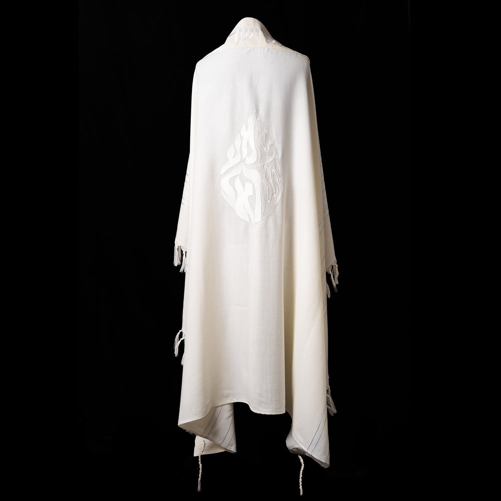 Tallit Shema Israel prestige White & cream