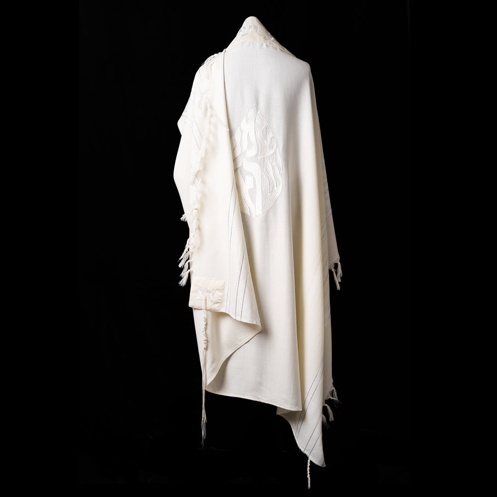 Tallit Shema Israel prestige White & cream