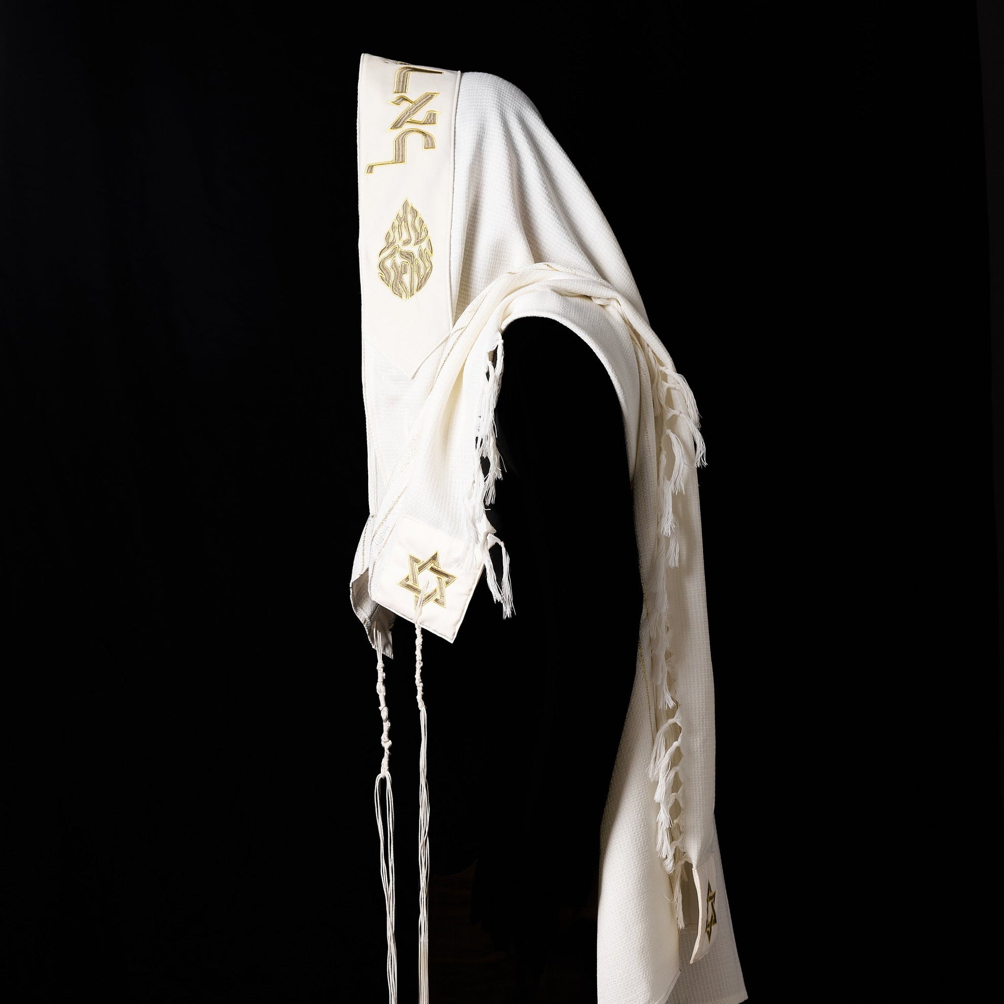 Tallit Shema Israel Prestige Green Army & Gold Kameart