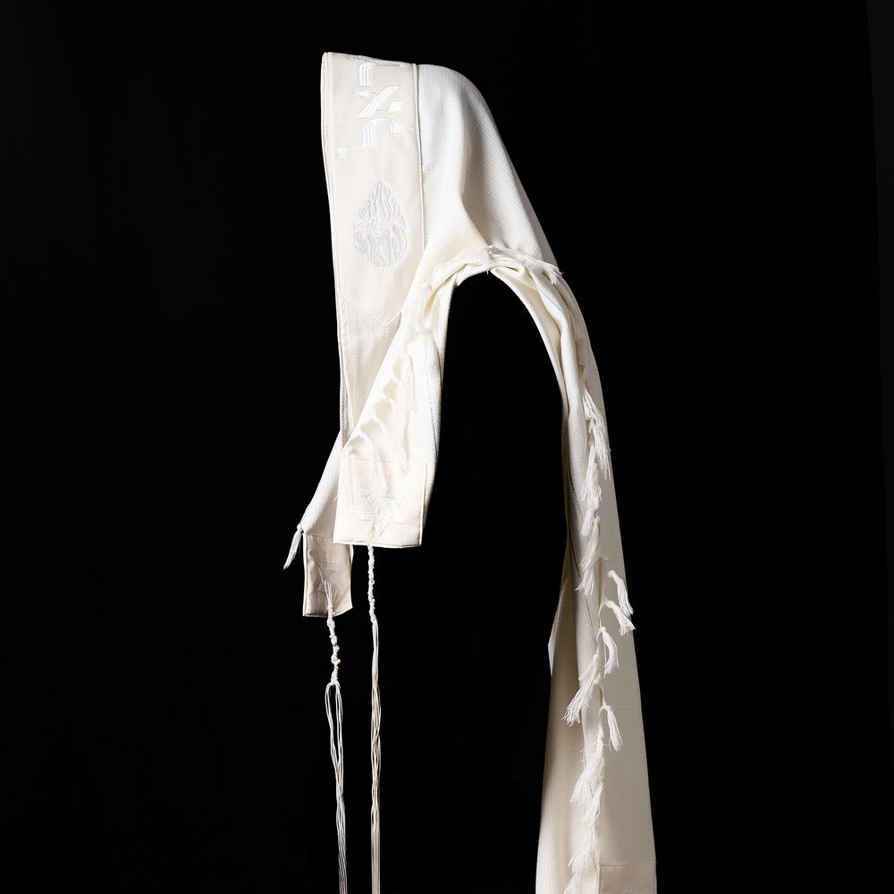 Tallit Shema Israel prestige White & cream