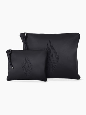 Tallit Bag Aesh Sheli Black Grained leather | Tallit & Tefillin Bag Set Kameart