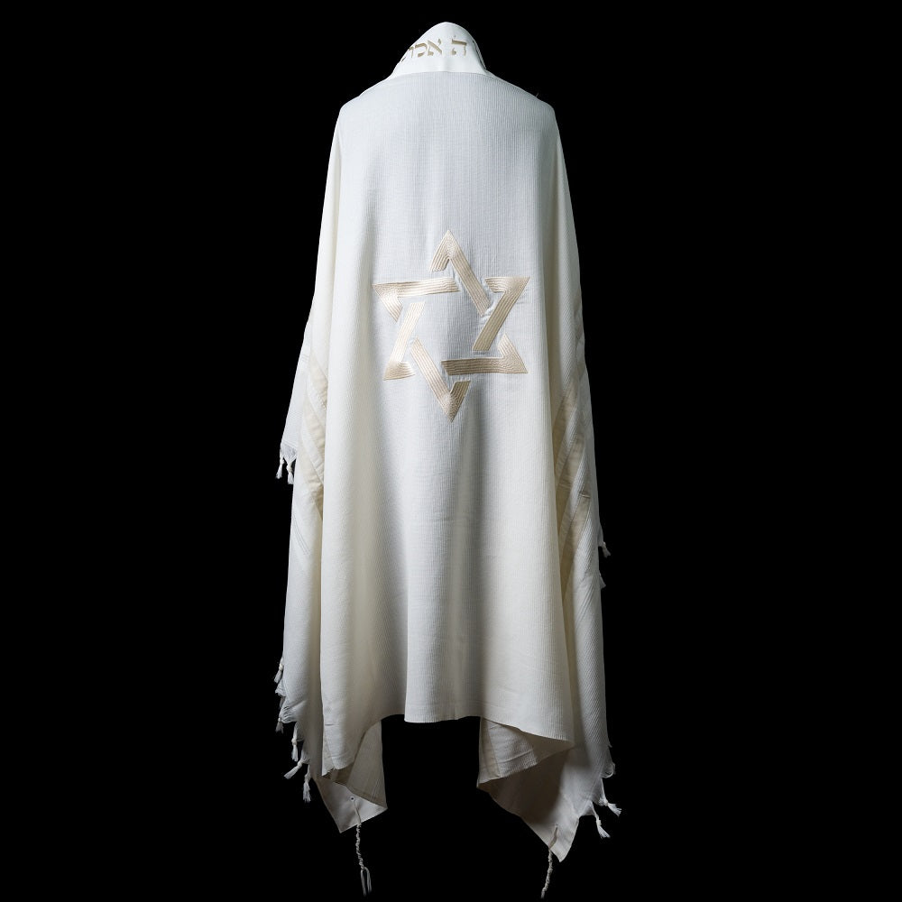 Tallit Maguen David White & Beige