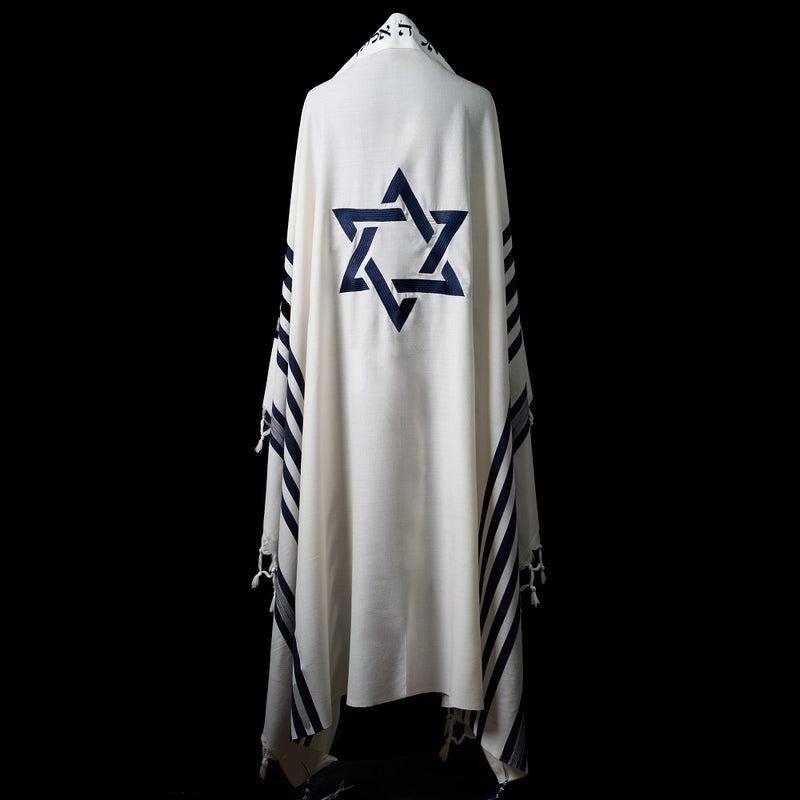 Tallit Maguen David White & Blue Navy