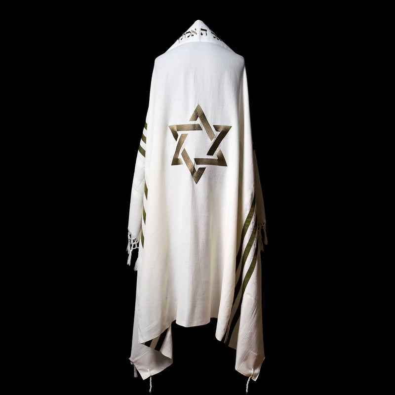 Tallit Maguen David White and Green Army