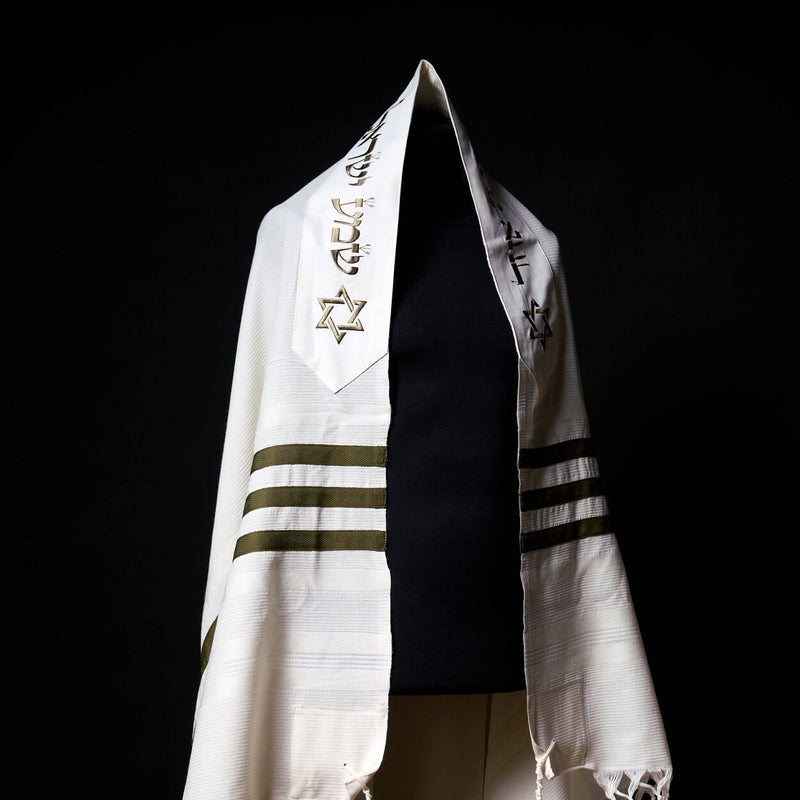 Tallit Maguen David White and Green Army