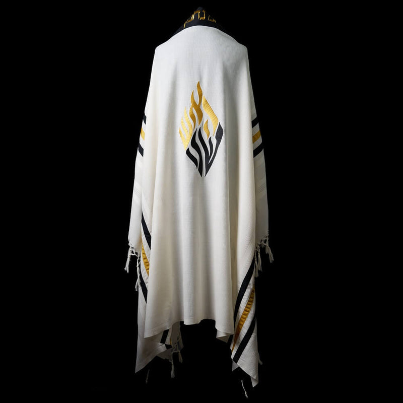 Tallit Nahman Bicolor White & Black Gold