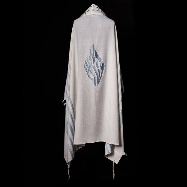 Tallit Nahman Classic White & Sky Blue Kameart