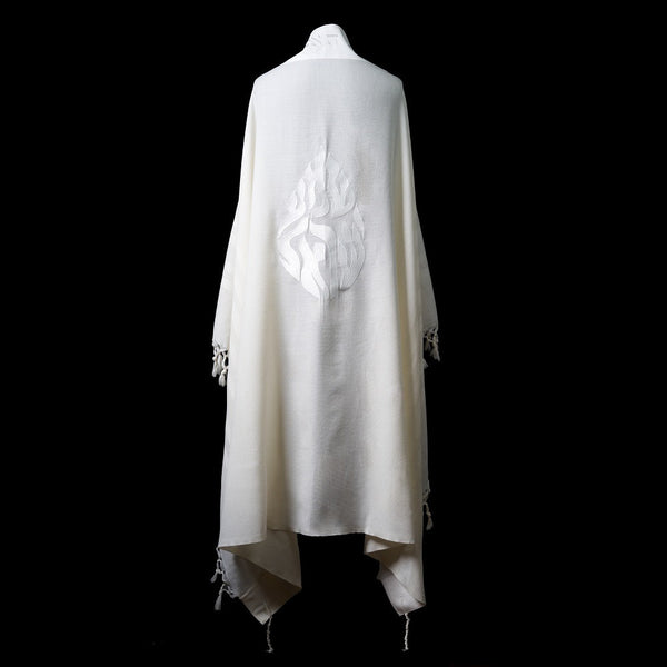Tallit Shema Israël Full White Kameart