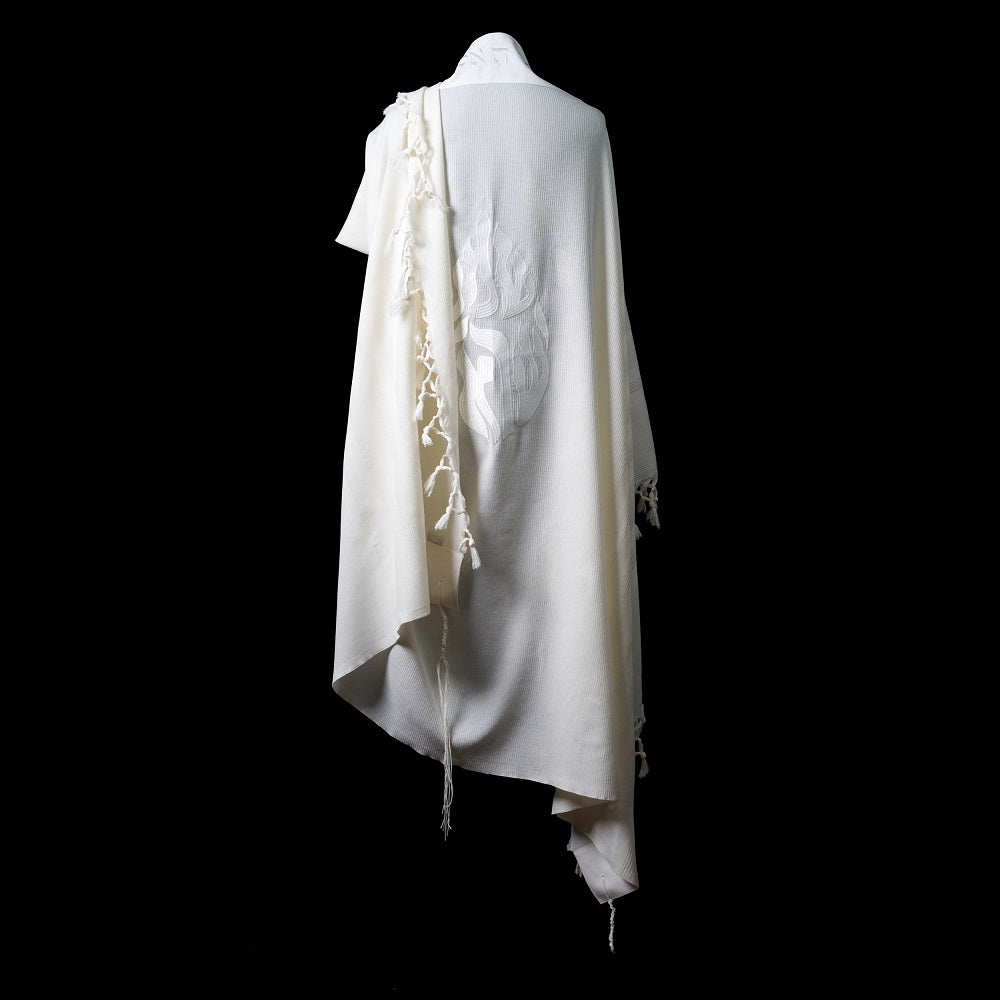 Tallit Shema Israël Full White