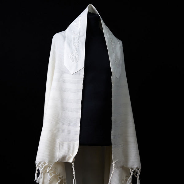 Tallit Shema Israël Full White Kameart