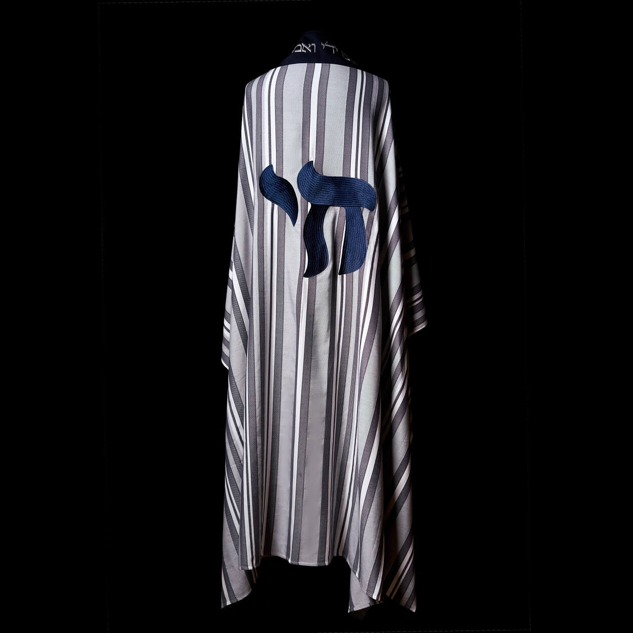Tallit Hai Bicolore Blue & Grey stripes