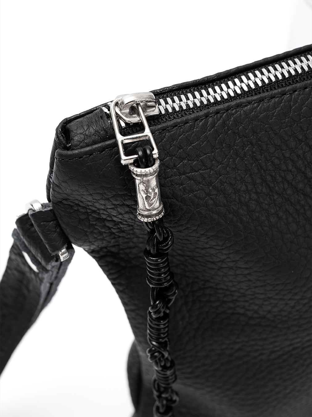 Aesh Sheli Leather Pouch Handbag Black Grained Israel