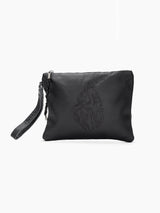 Aesh Sheli Leather Pouch Handbag Black Grained Israel