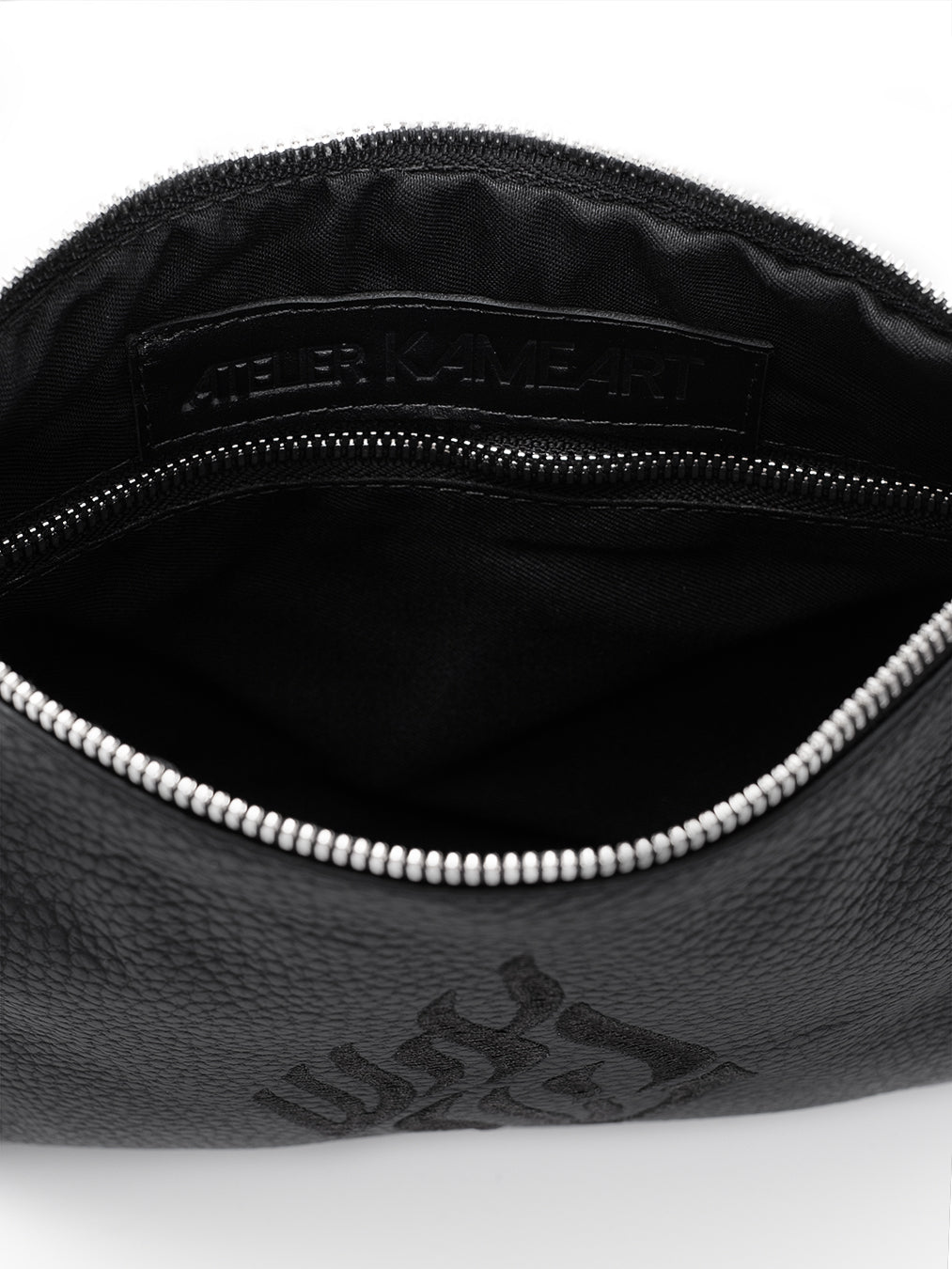 Aesh Sheli Leather Pouch Handbag Black Grained Israel