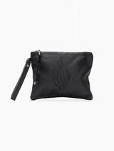 Aesh Sheli Leather Pouch Handbag Black Grained Israel