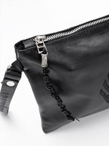 Aesh Sheli Leather Pouch Handbag Black Smooth Israel