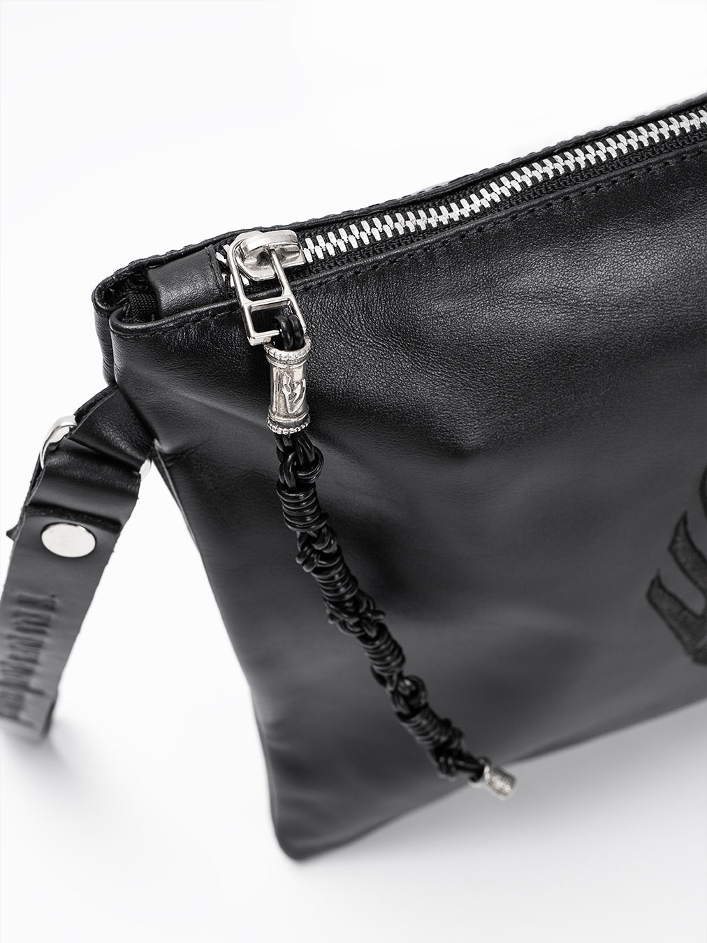 Aesh Sheli Leather Pouch Handbag Black Smooth Israel