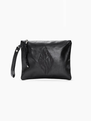 Aesh Sheli Leather Pouch Handbag Black Smooth Israel