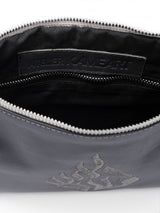 Aesh Sheli Leather Pouch Handbag Gray Smooth Israel