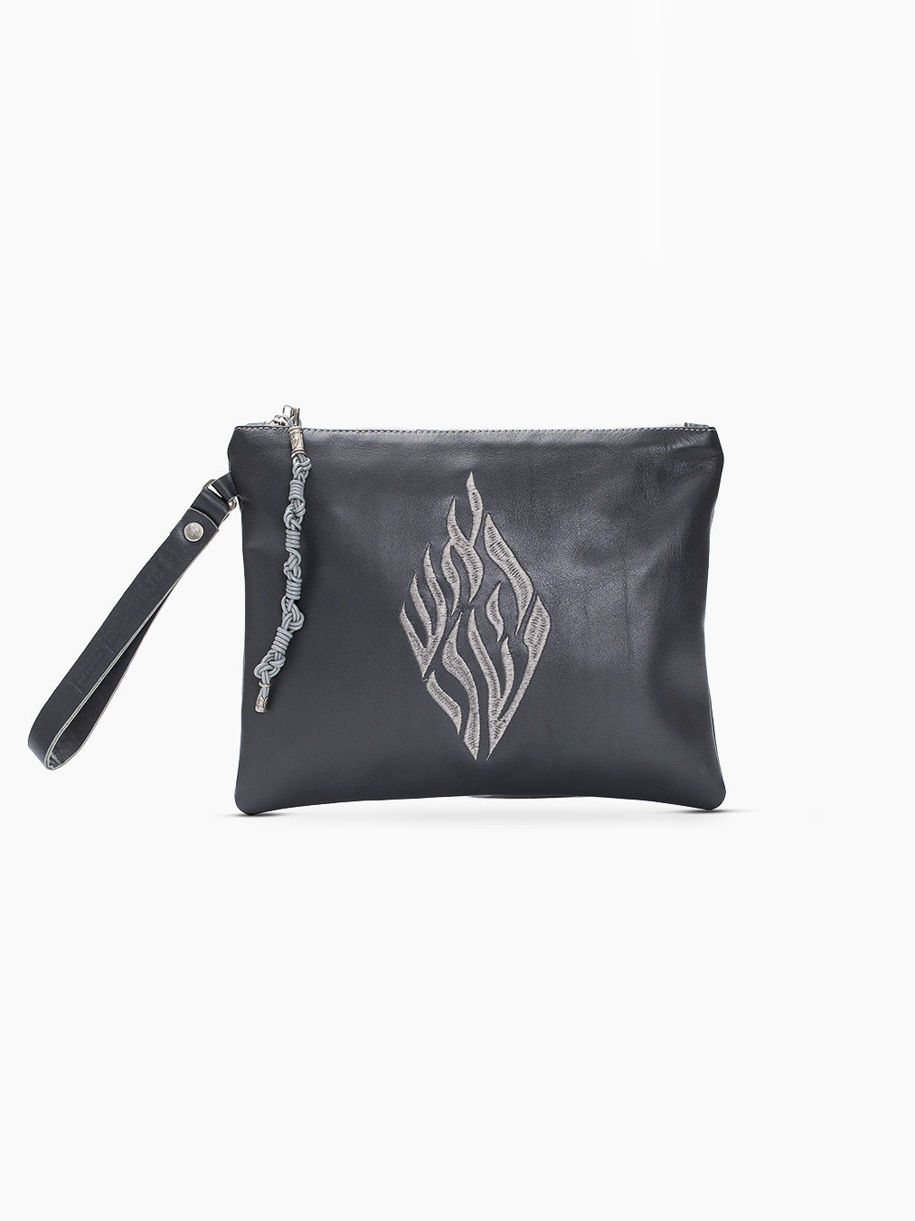 Aesh Sheli Leather Pouch Handbag Gray Smooth Israel