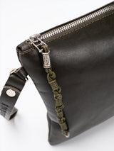 Aesh Sheli Leather Pouch Handbag Green Smooth Israel