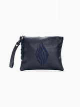 Aesh Sheli Leather Pouch Handbag Navy Grained Israel