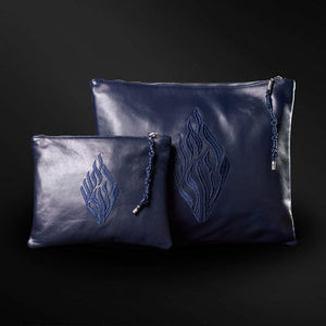 Aesh Sheli Tallit Bag Navy Blue Leather Israel Breslov