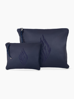 Aesh Sheli Tallit Tefilin Bag Set Blue Leather Israel