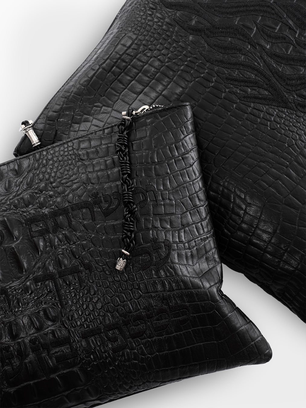 Aesh Sheli Tallit Tefilin Bag Set Croco Leather Israel